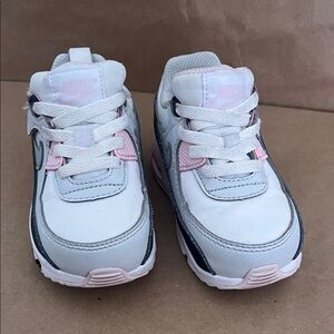Toddler's Nike Air Max 90 Easyon White/Wolf Grey-Pink Foam - 7C